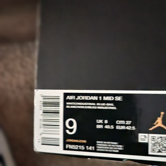 Nike Air Jordan 1 Size 9 Mid SE White/Sail/Industrial Blue FN5215 141 Men New - Picture 11 of 11